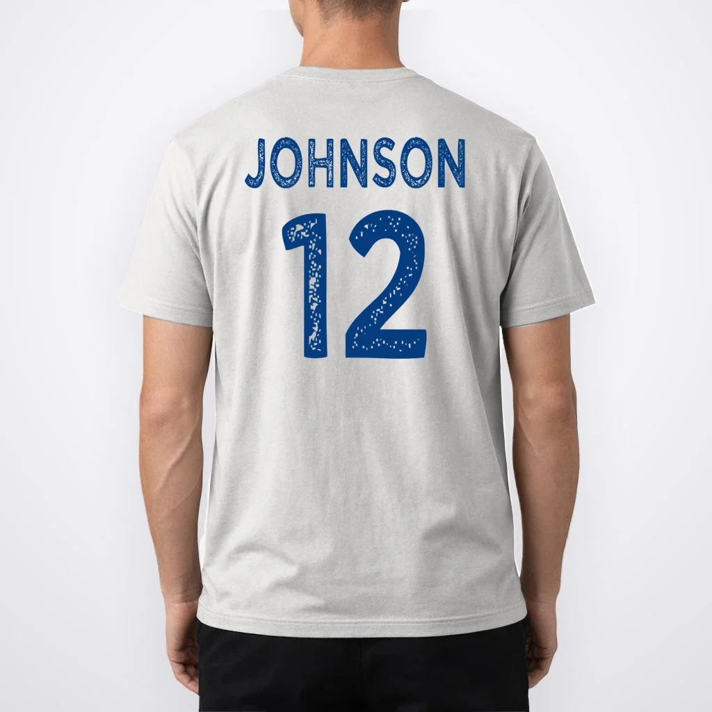 Custom Soccer Mascot Personalized Name & Number Gift - Vintage Soccer Jersey Team Design Men's T-Shirt - Back 1