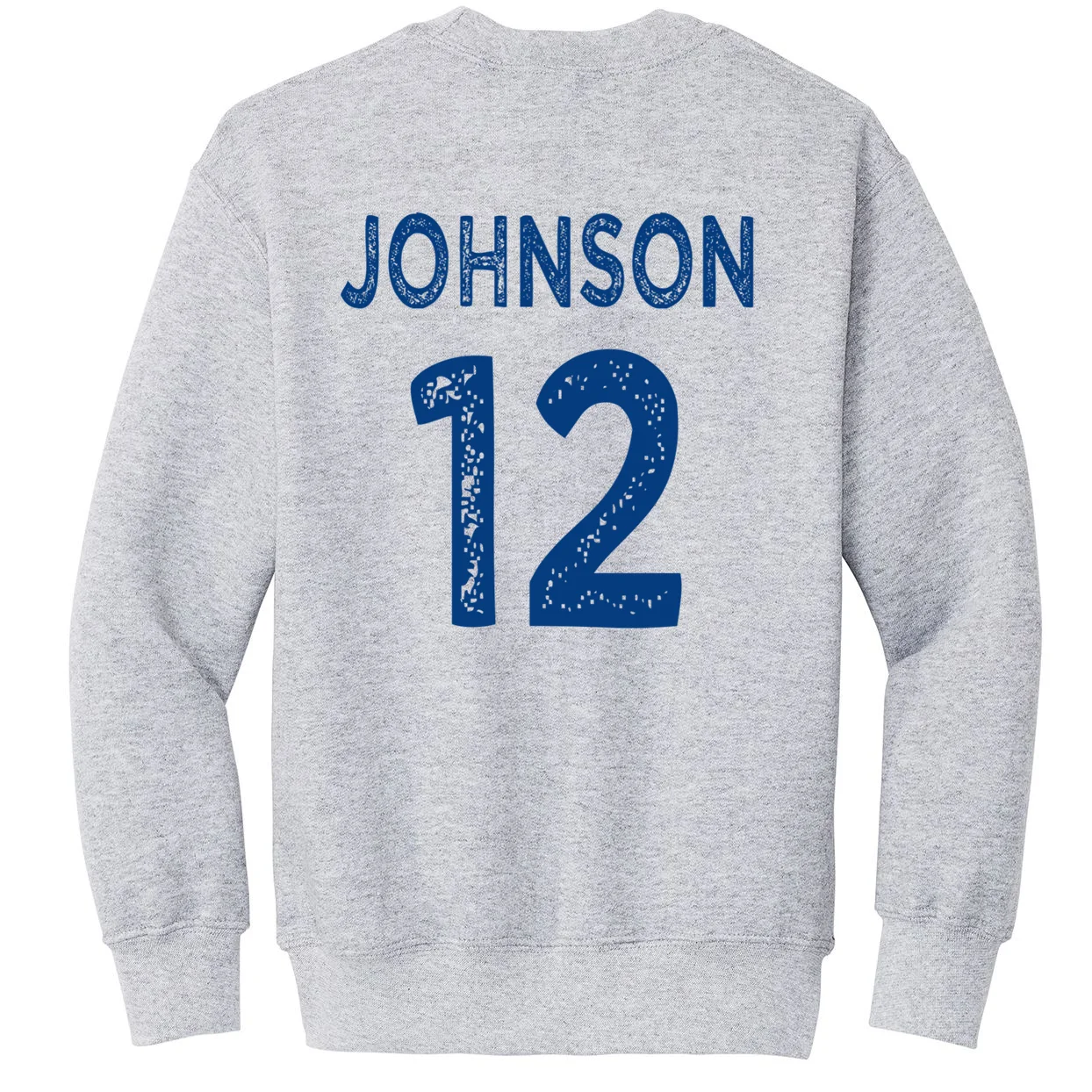Custom Soccer Mascot Personalized Name & Number Gift - Vintage Soccer Jersey Team Design Kids Sweatshirt - Back - Close-up