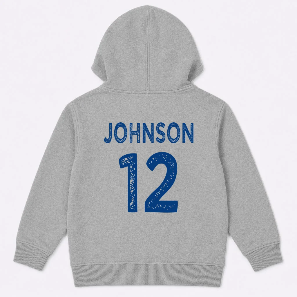 Custom Soccer Mascot Personalized Name & Number Gift - Vintage Soccer Jersey Team Design Kids Hoodie - Back
