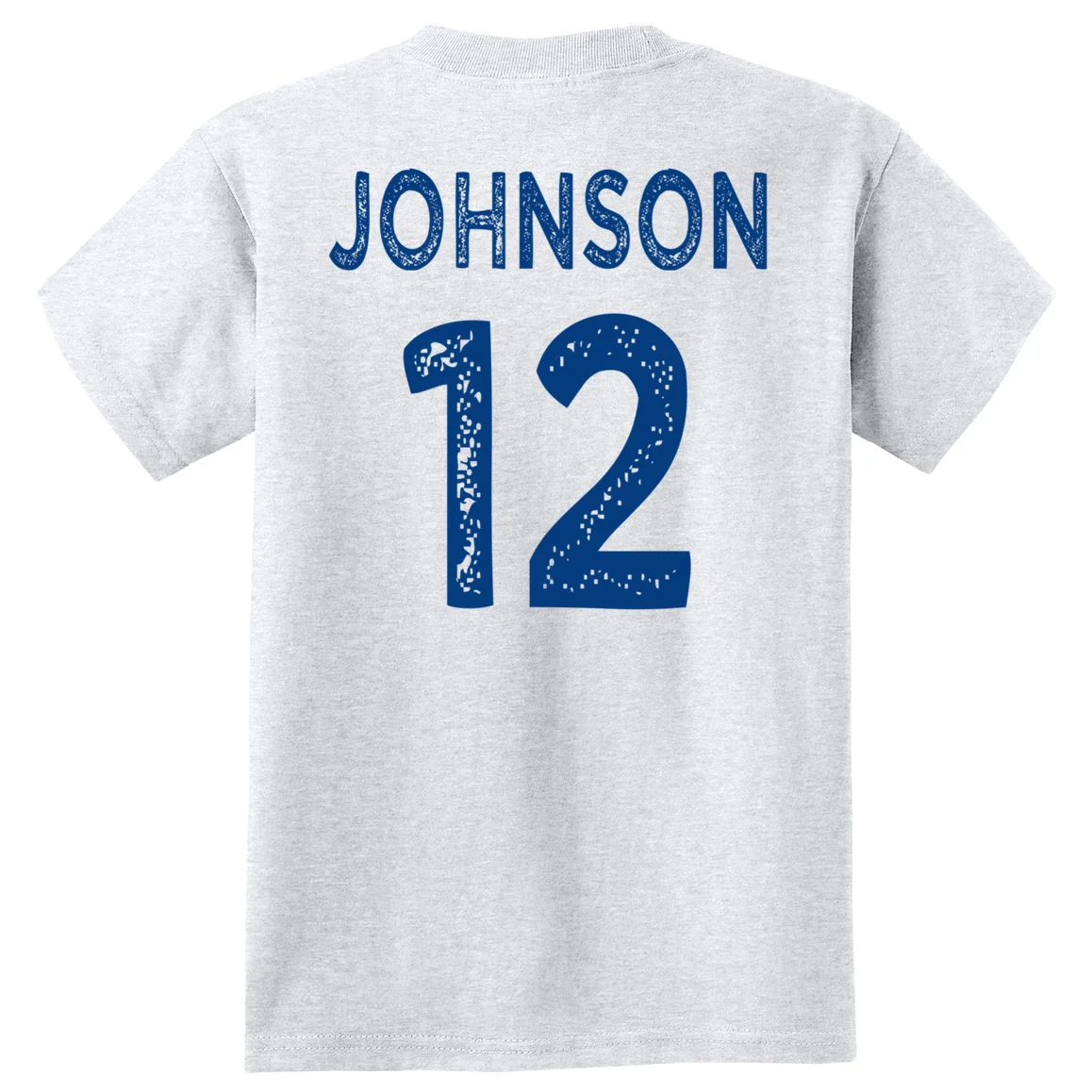 Custom Soccer Mascot Personalized Name & Number Gift - Vintage Soccer Jersey Team Design Kids T-Shirt - Back - Close-up
