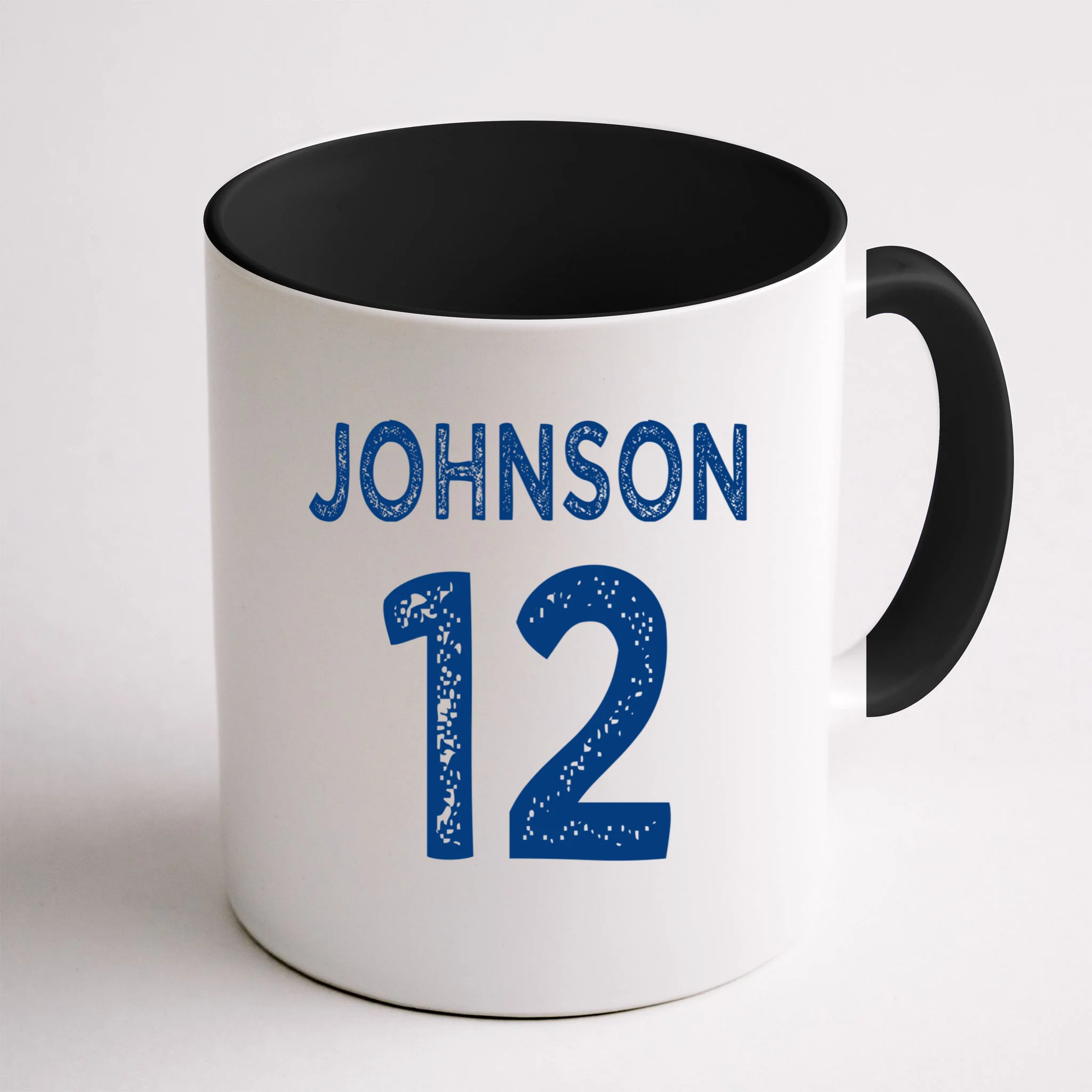 Custom Soccer Mascot Personalized Name & Number Gift - Vintage Soccer Jersey Team Design Mug - Back