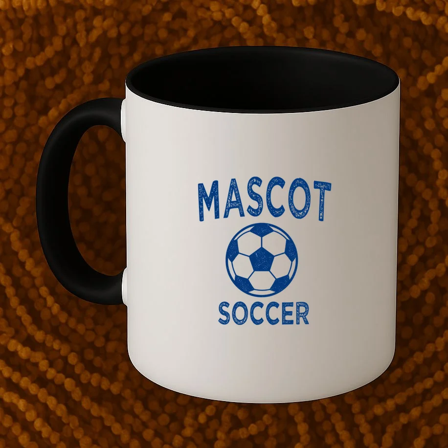 Custom Soccer Mascot Personalized Name & Number Gift - Vintage Soccer Jersey Team Design Mug - Front 1