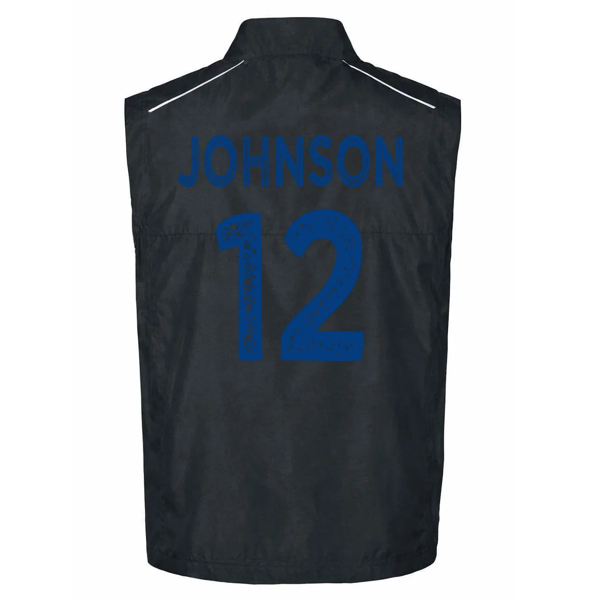 Custom Soccer Mascot Personalized Name & Number Gift - Vintage Soccer Jersey Team Design Men's Vest - Back - Close-up