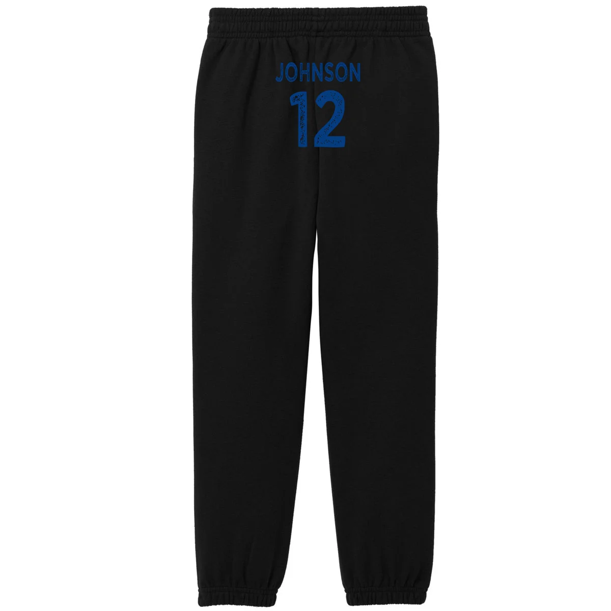 Custom Soccer Mascot Personalized Name & Number Gift - Vintage Soccer Jersey Team Design Kids Fleece Sweatpants - Back - Close-up