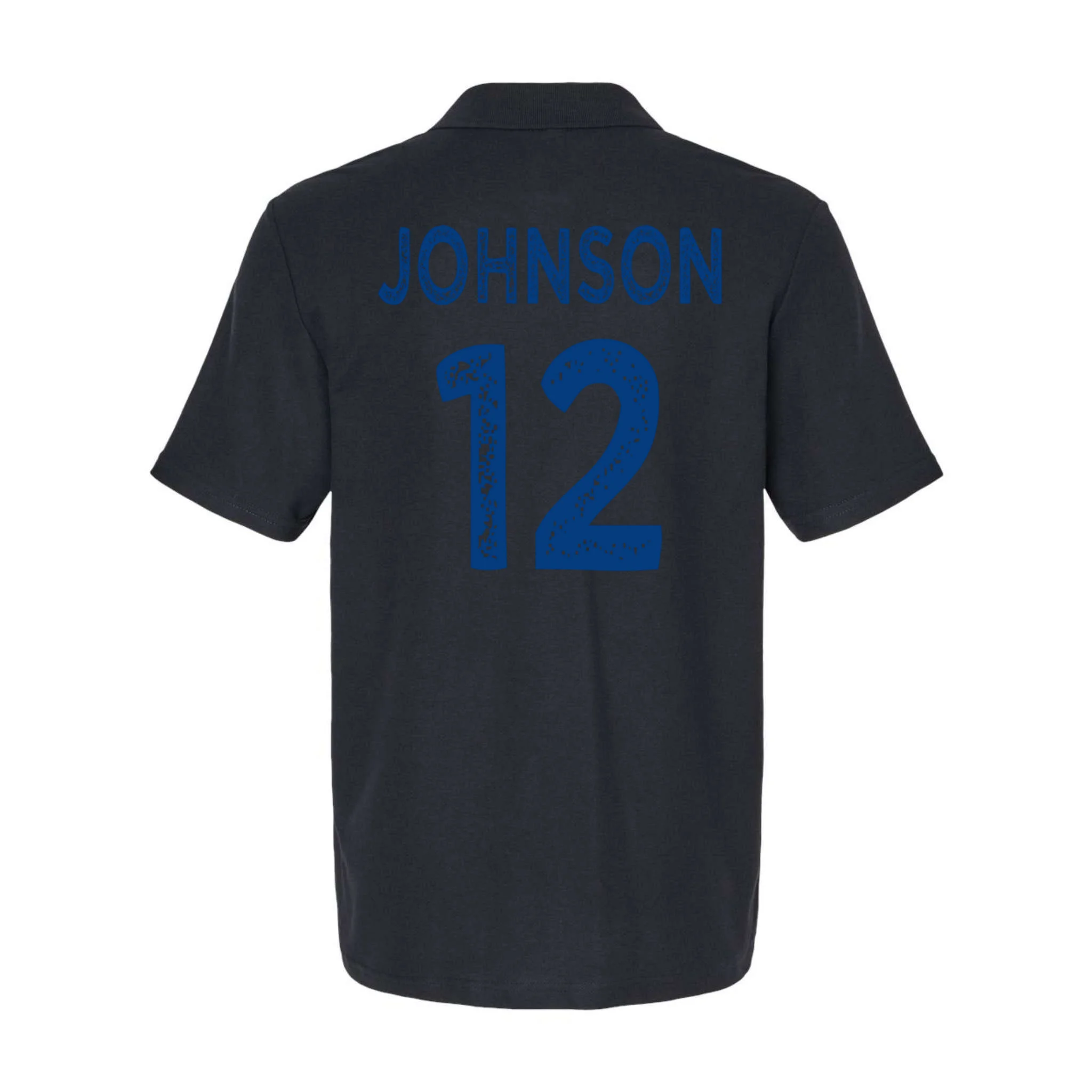 Custom Soccer Mascot Personalized Name & Number Gift - Vintage Soccer Jersey Team Design Men's Polo - Back