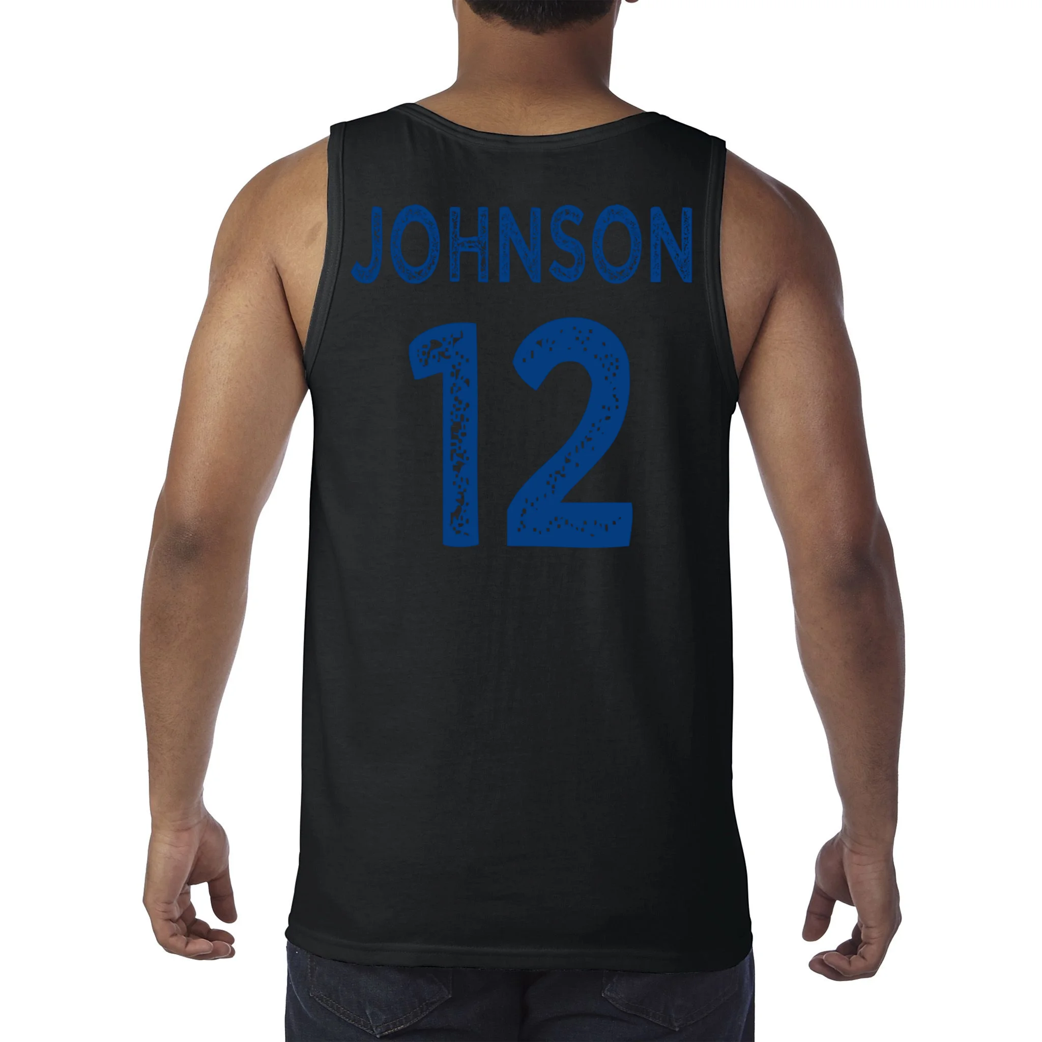 Custom Soccer Mascot Personalized Name & Number Gift - Vintage Soccer Jersey Team Design Men's Tank Top - Back