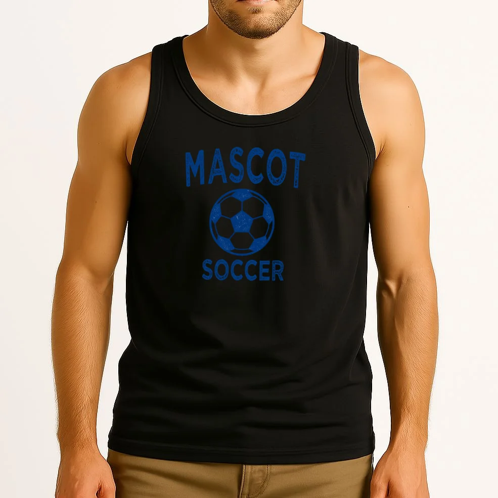 Custom Soccer Mascot Personalized Name & Number Gift - Vintage Soccer Jersey Team Design Men's Tank Top - Front 2