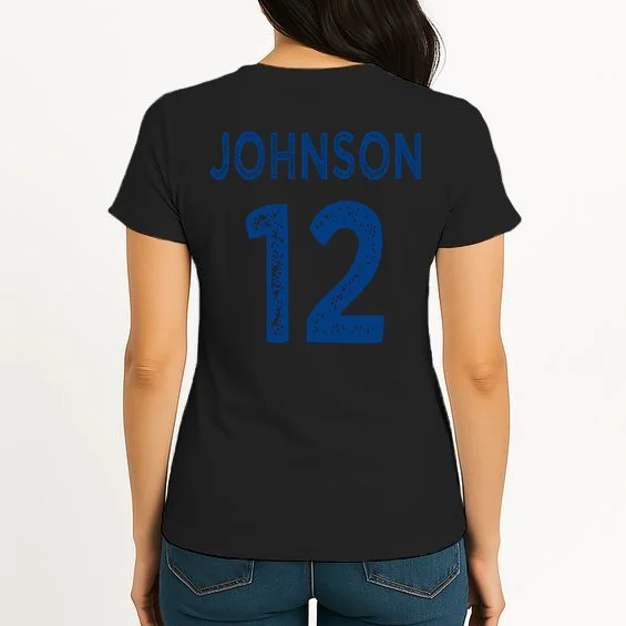 Custom Soccer Mascot Personalized Name & Number Gift - Vintage Soccer Jersey Team Design Women's T-Shirt - Back