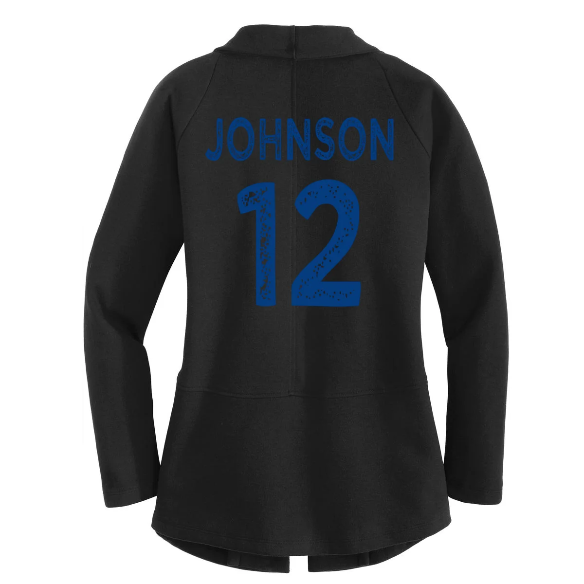 Custom Soccer Mascot Personalized Name & Number Gift - Vintage Soccer Jersey Team Design Women's Cardigan - Back - Close-up