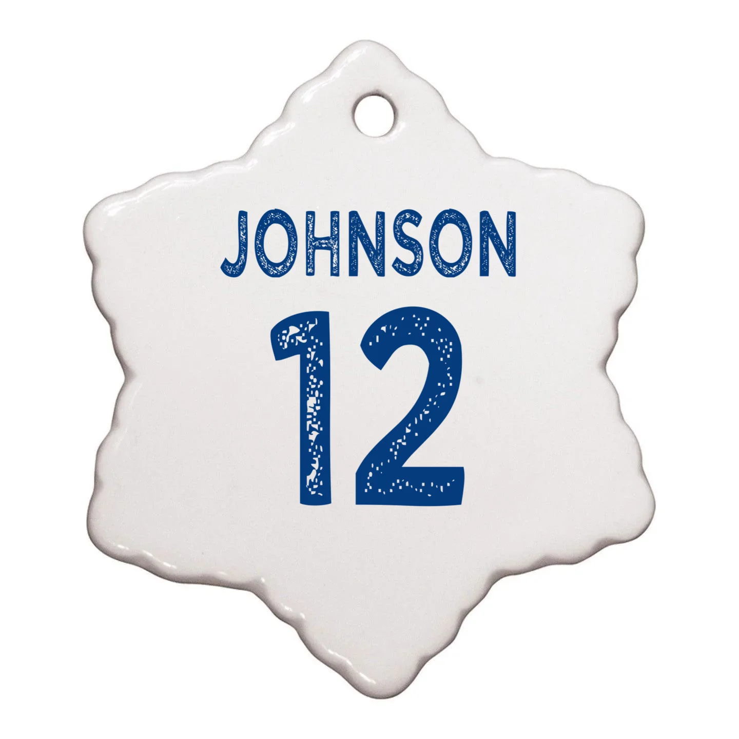 Custom Soccer Mascot Personalized Name & Number Gift - Vintage Soccer Jersey Team Design Ornament - Back - Close-up