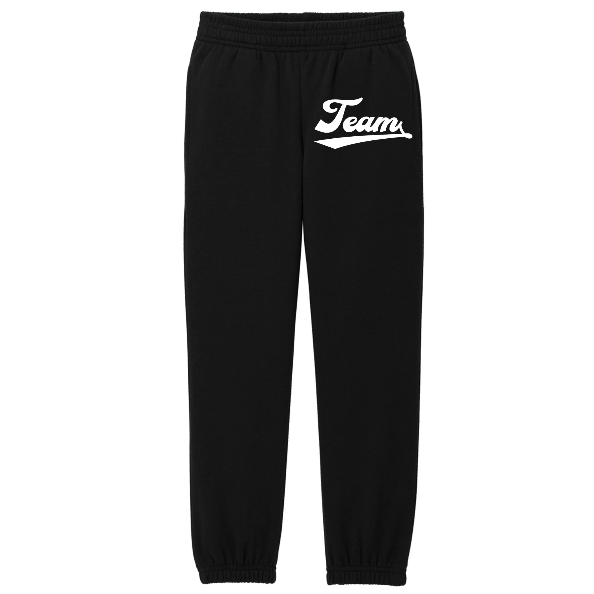 Custom School Mascot Sports Team Logo Spirit Kids Fleece Sweatpants - Front
