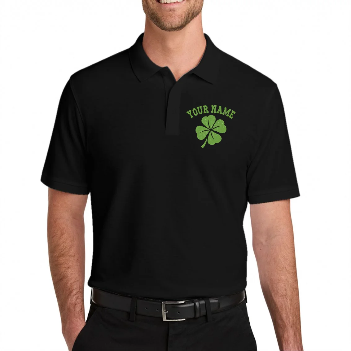 Custom St. Patricks Day Men's Polo - Front 1