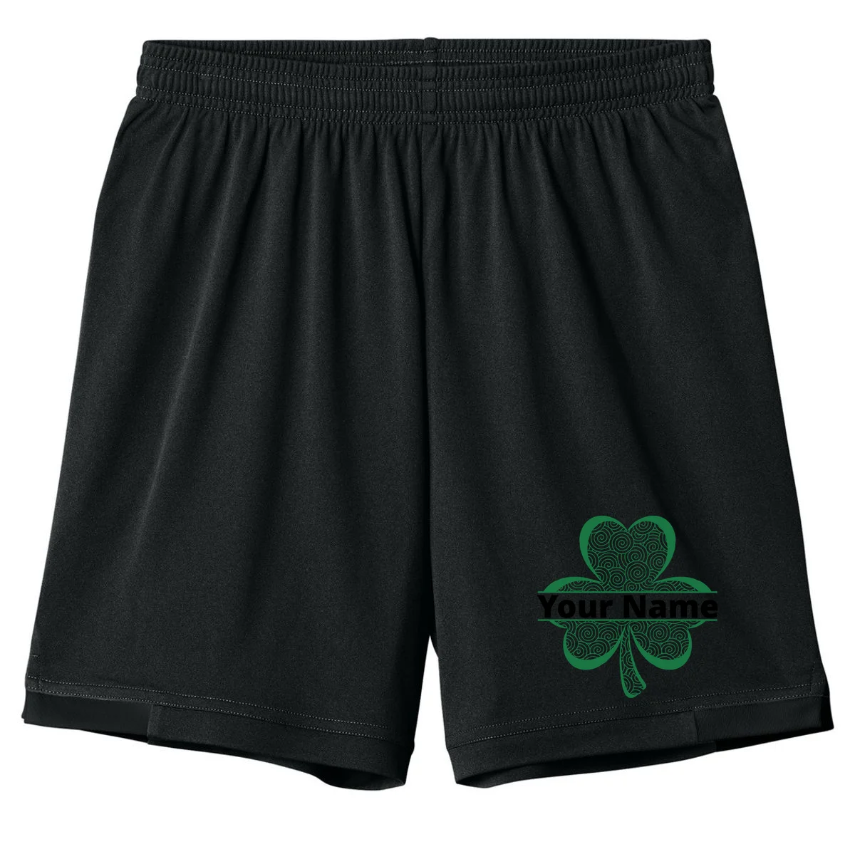 Custom St. Patrick's Day Clover Name – Personalized Lucky Shamrock Kids Shorts - Front