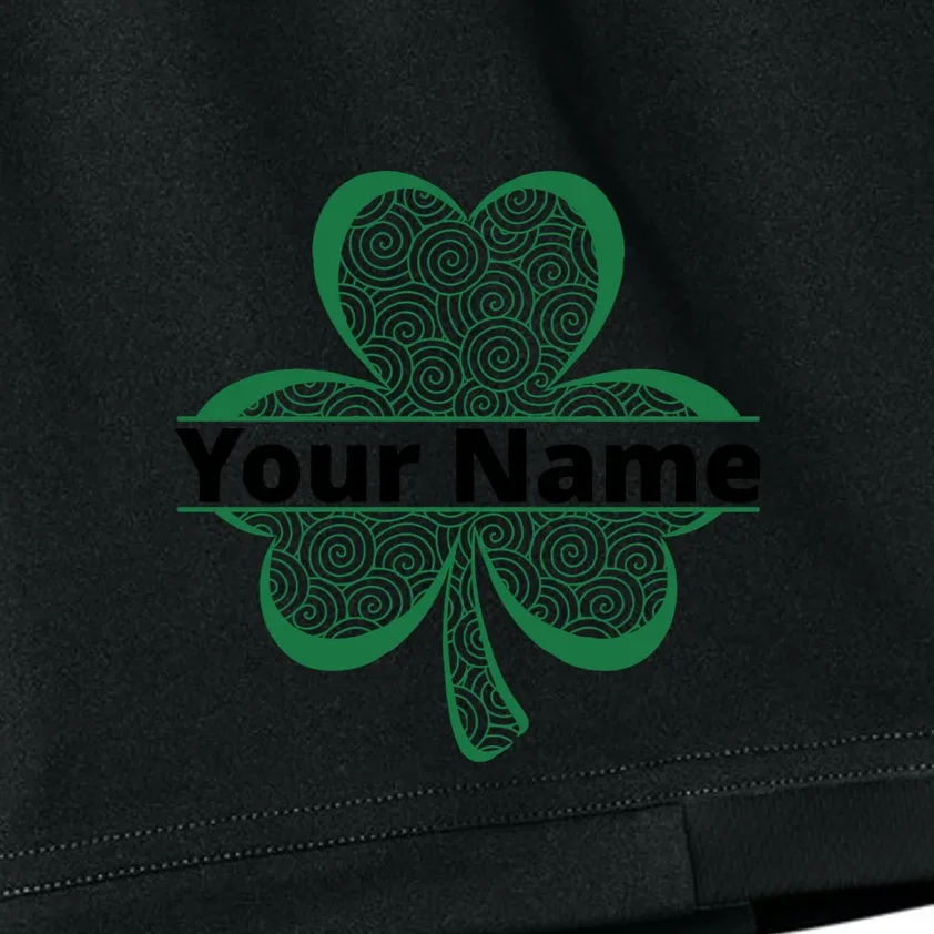 Custom St. Patrick's Day Clover Name – Personalized Lucky Shamrock Kids Shorts - Front - Close-up