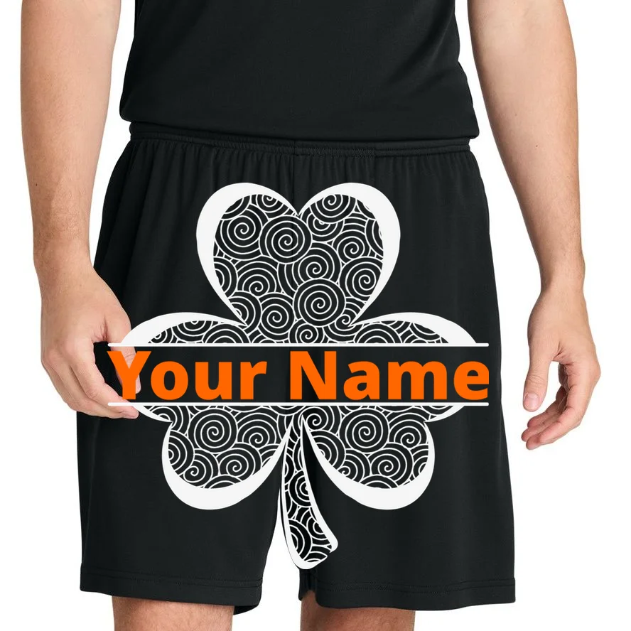 Custom St. Patrick's Day Clover Name – Personalized Lucky Shamrock Men's Shorts - Front 1