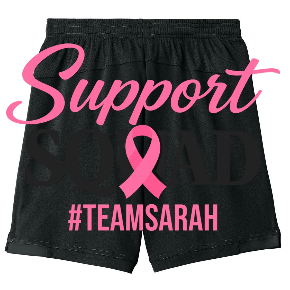 Support Squad Personalized Breast Cancer Awareness Kids Shorts - Back
