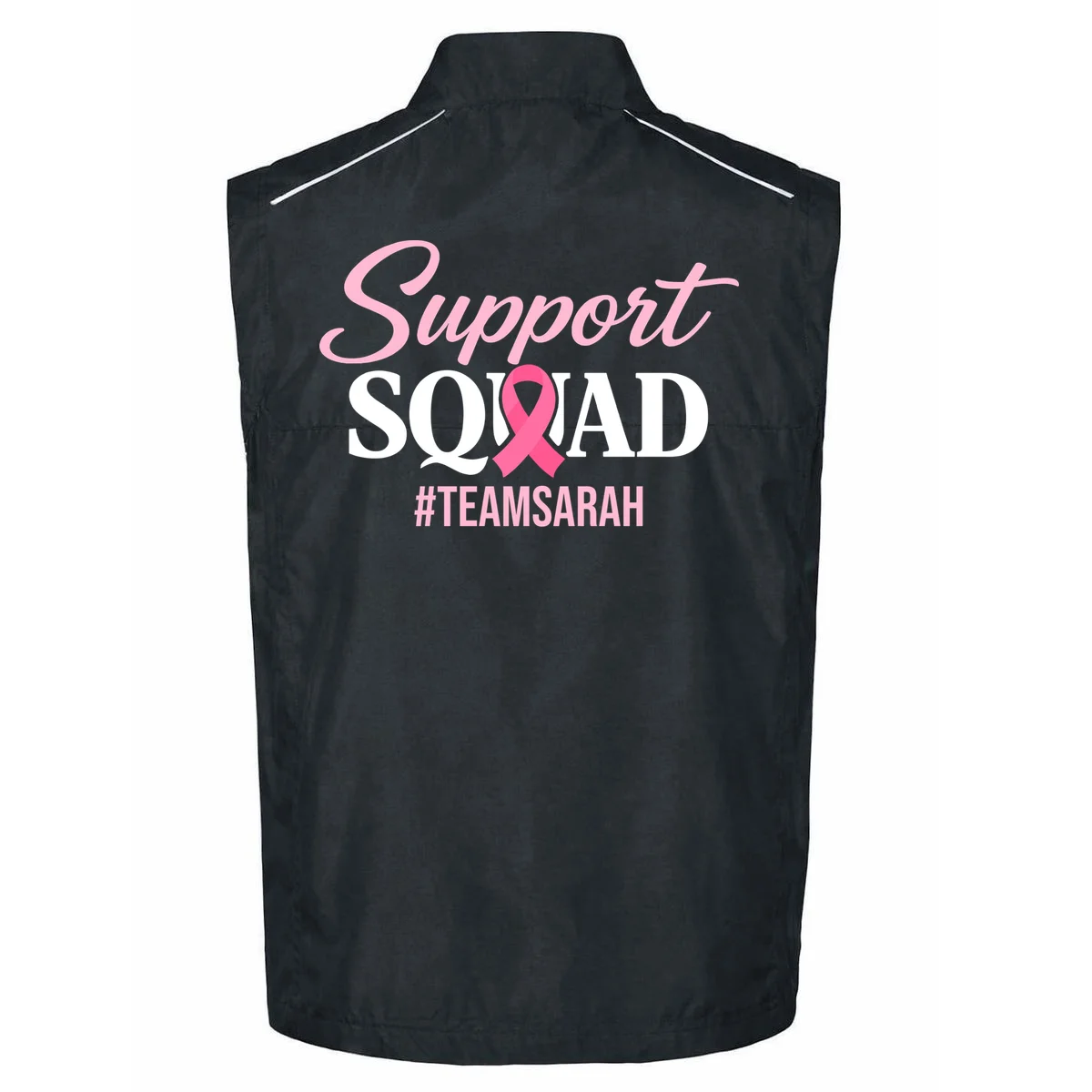 Support Squad Personalized Breast Cancer Awareness Men's Vest - Back - Close-up