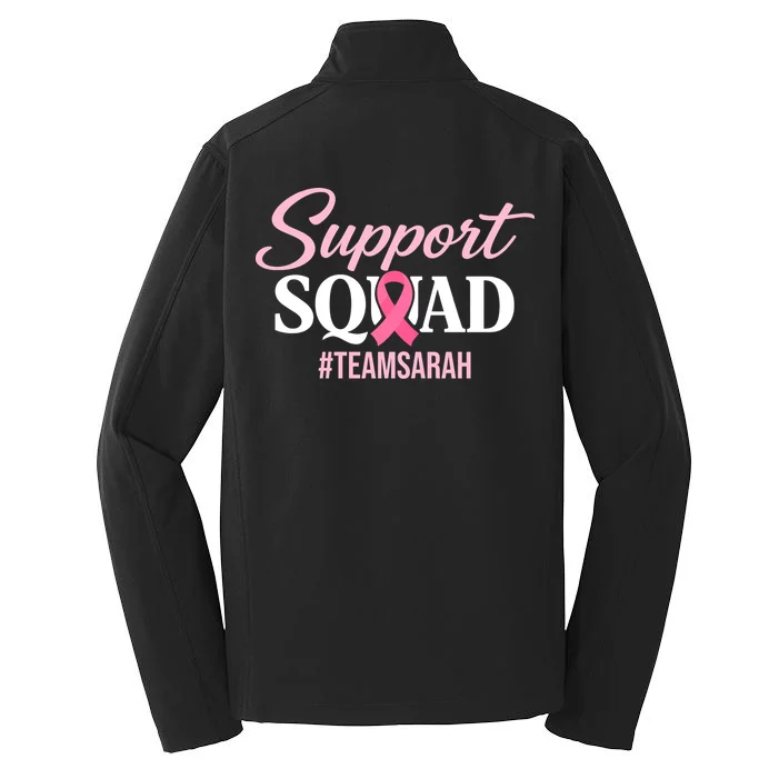 Support Squad Personalized Breast Cancer Awareness Men's Soft Jacket - Back - Close-up