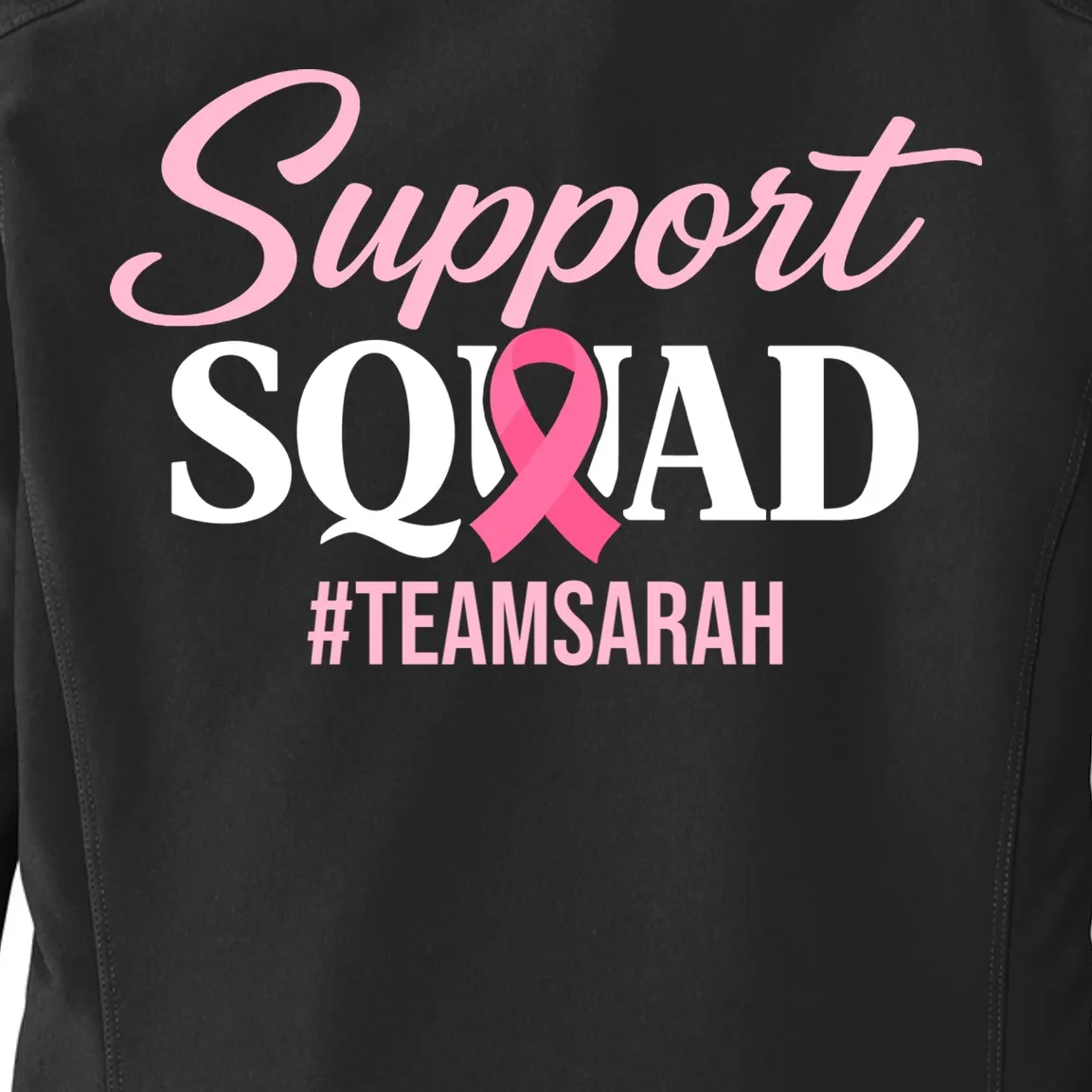 Support Squad Personalized Breast Cancer Awareness Women's Soft Jacket - Back - Close-up