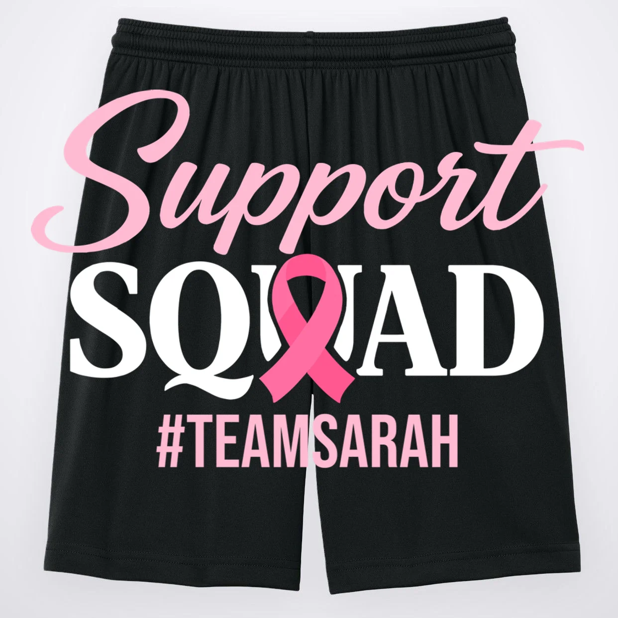 Support Squad Personalized Breast Cancer Awareness Men's Shorts - Back