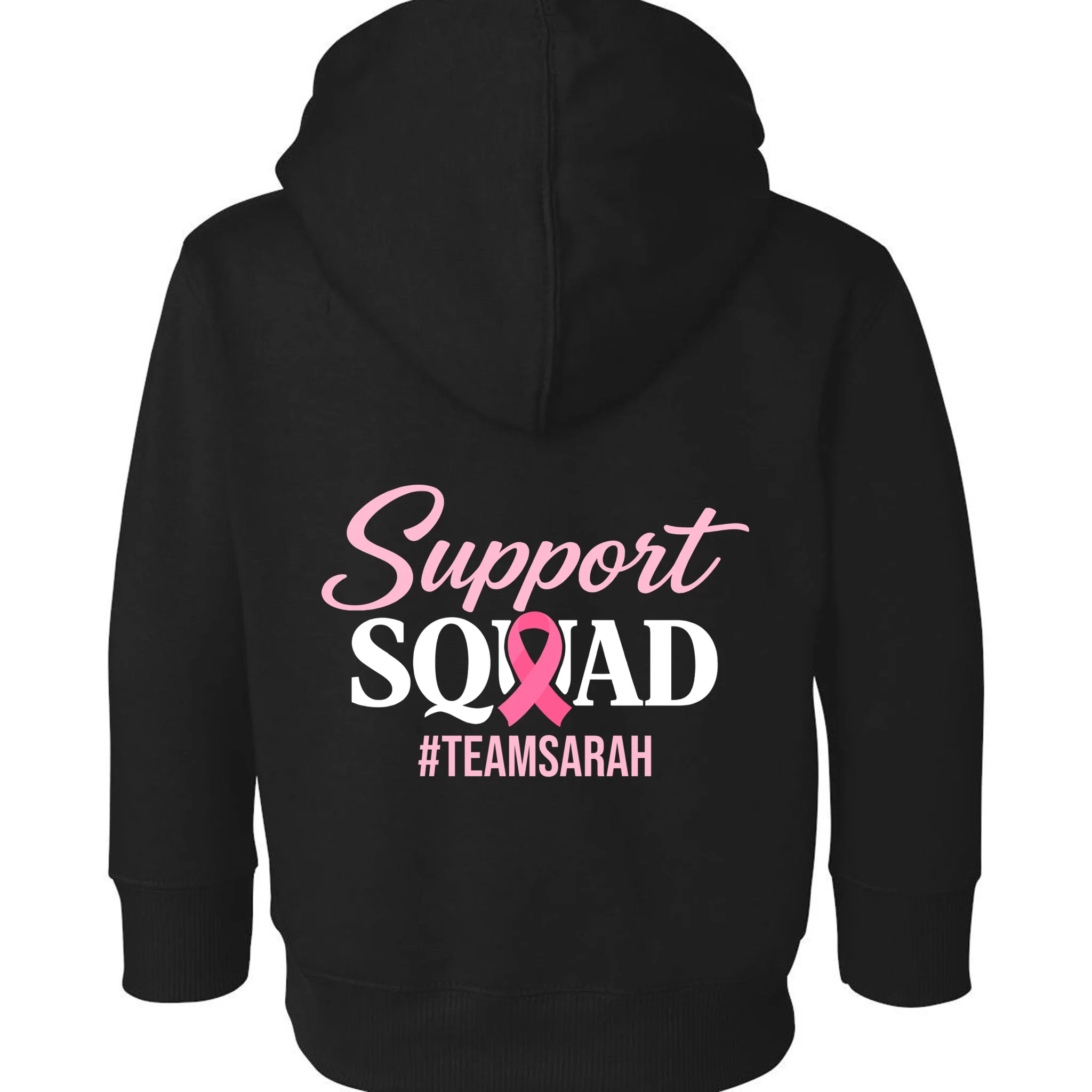 Support Squad Personalized Breast Cancer Awareness Toddler Hoodie - Back - Close-up