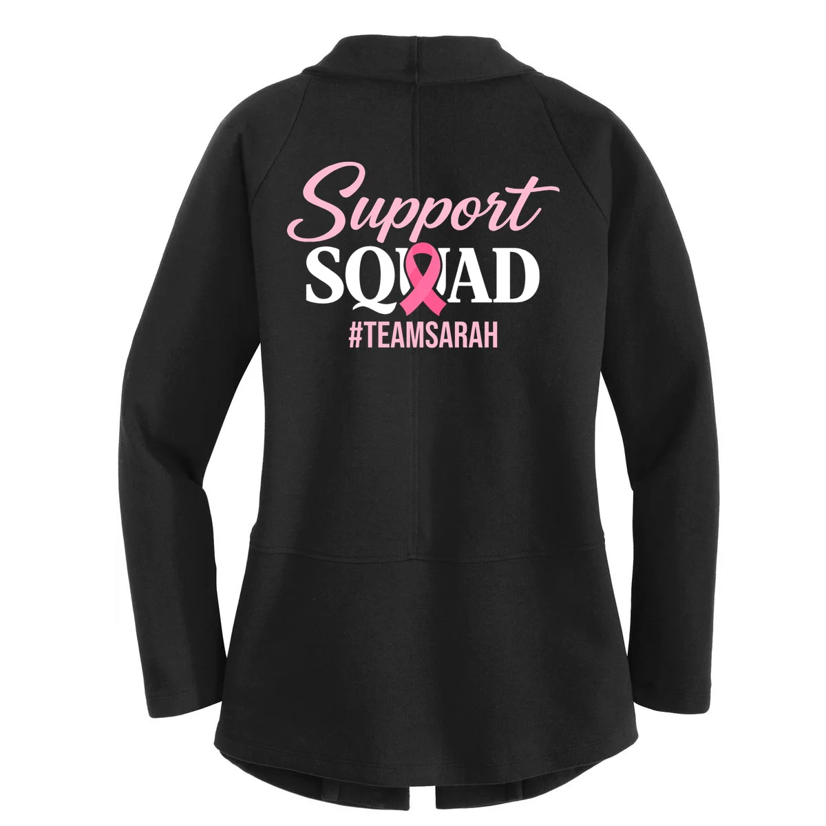 Support Squad Personalized Breast Cancer Awareness Women's Cardigan - Back - Close-up