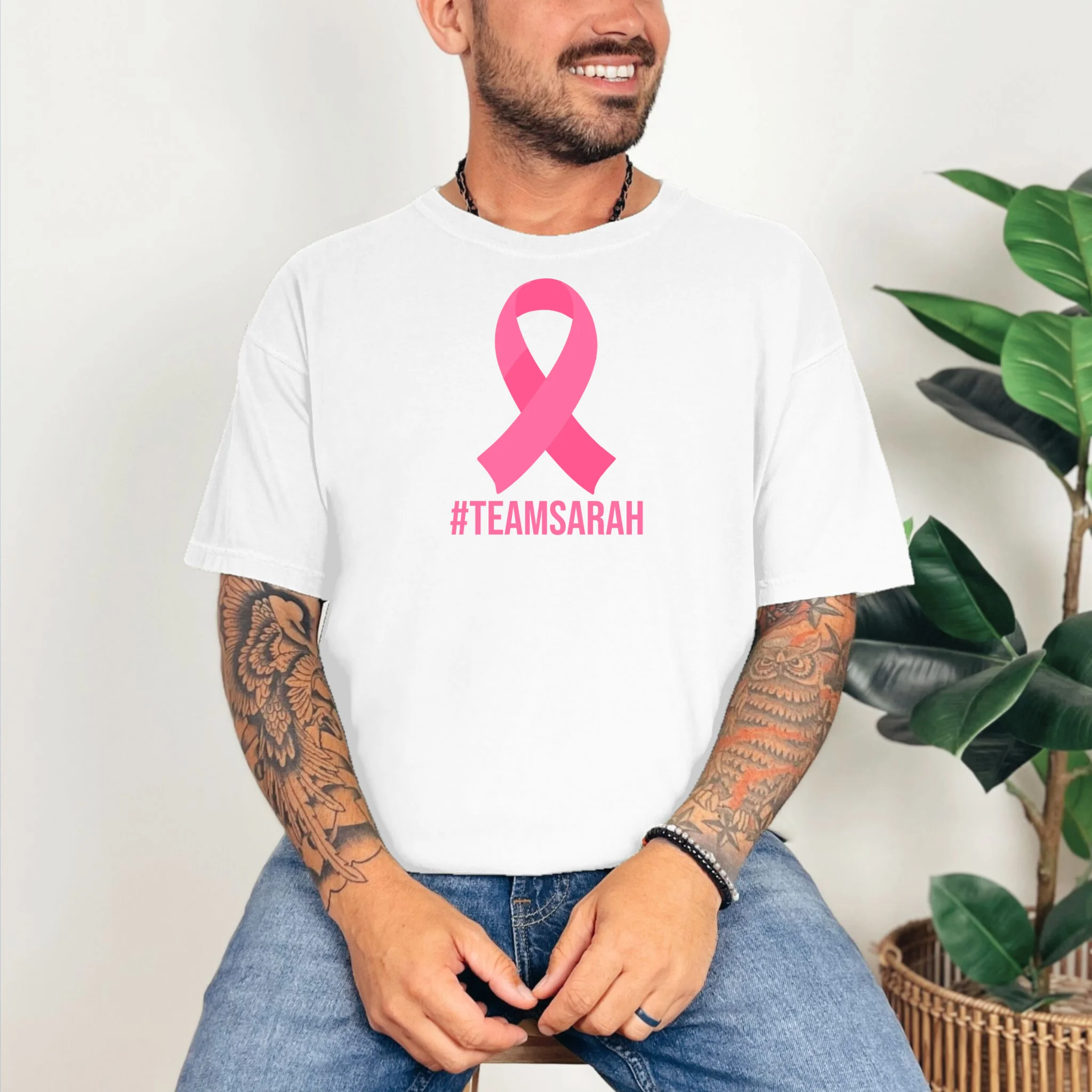 Support Squad Personalized Breast Cancer Awareness T-Shirt - Front 2
