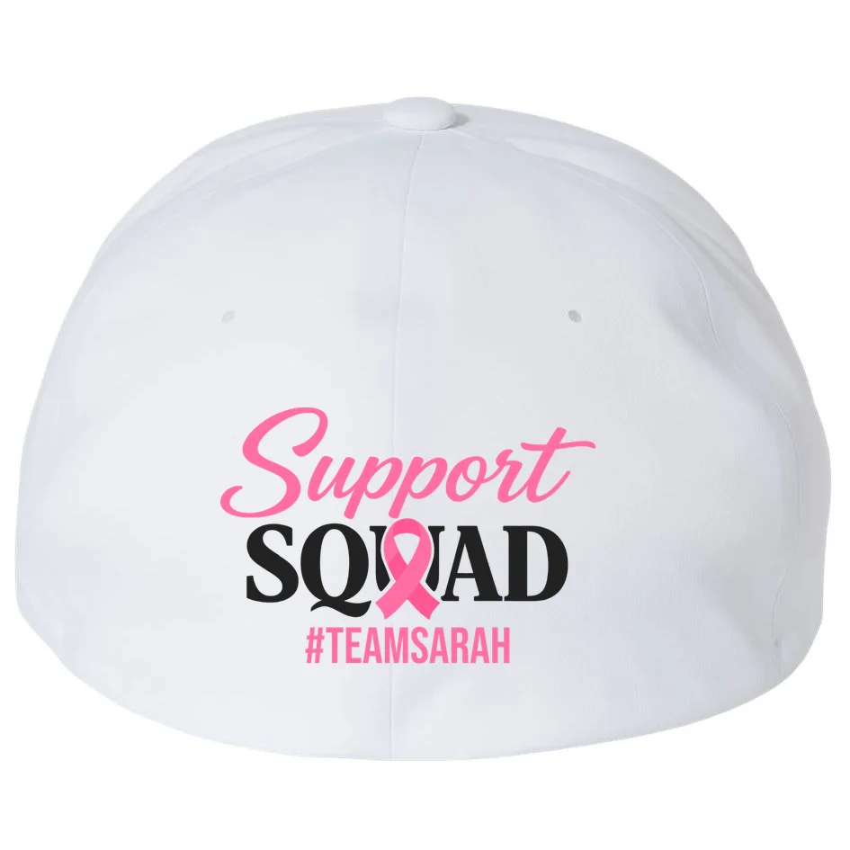 Support Squad Personalized Breast Cancer Awareness Flexfit Men's Snapback Hat - Back - Close-up