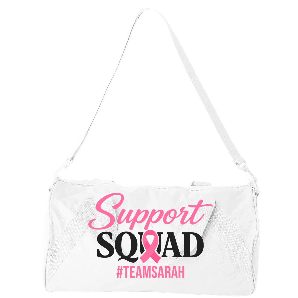 Support Squad Personalized Breast Cancer Awareness Duffel Bag - Back - Close-up