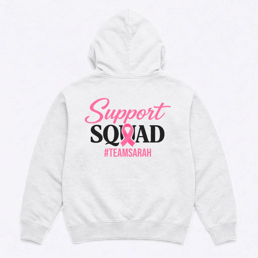 Support Squad Personalized Breast Cancer Awareness Hoodie - Back