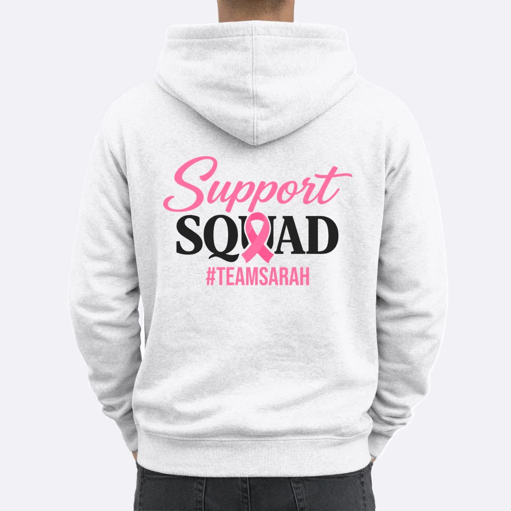 Support Squad Personalized Breast Cancer Awareness Hoodie - Back 1