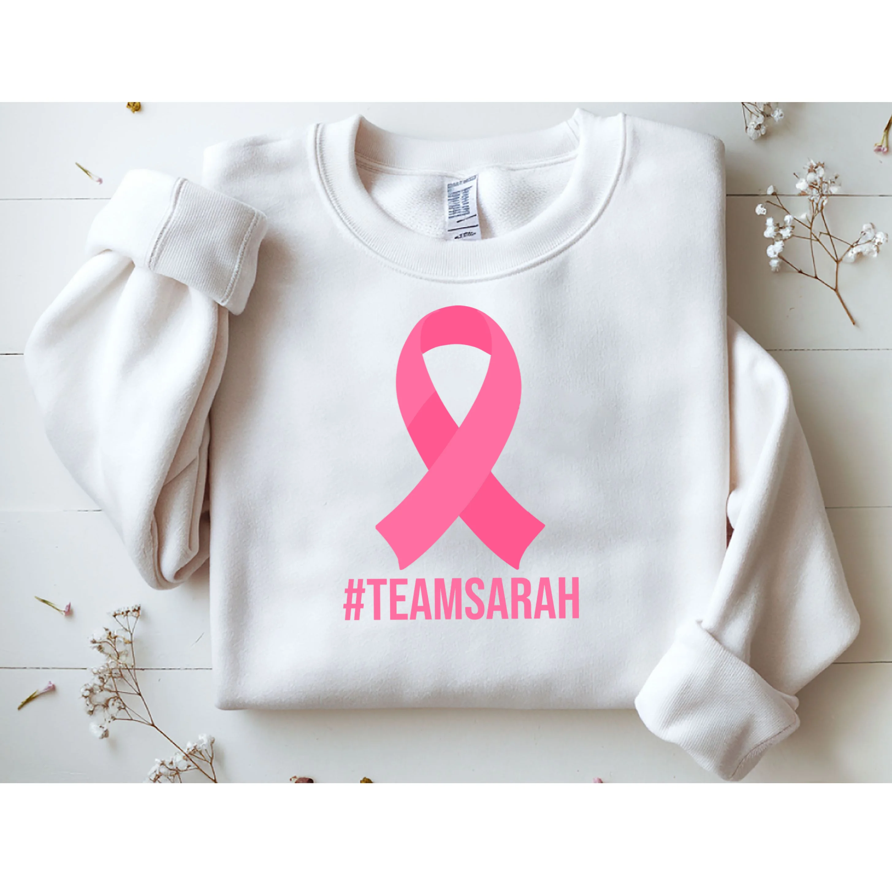 Support Squad Personalized Breast Cancer Awareness Sweatshirt - Front 1
