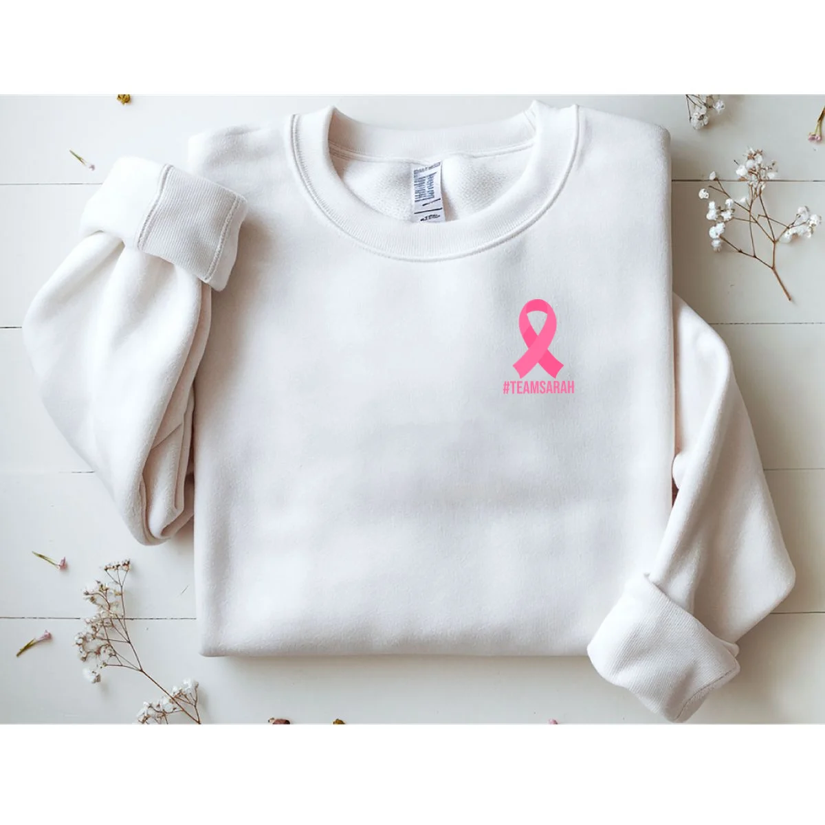 Support Squad Personalized Breast Cancer Awareness Sweatshirt - Front 1