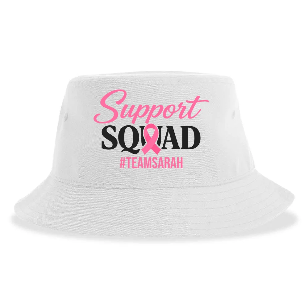 Support Squad Personalized Breast Cancer Awareness Bucket Hat - Back - Close-up