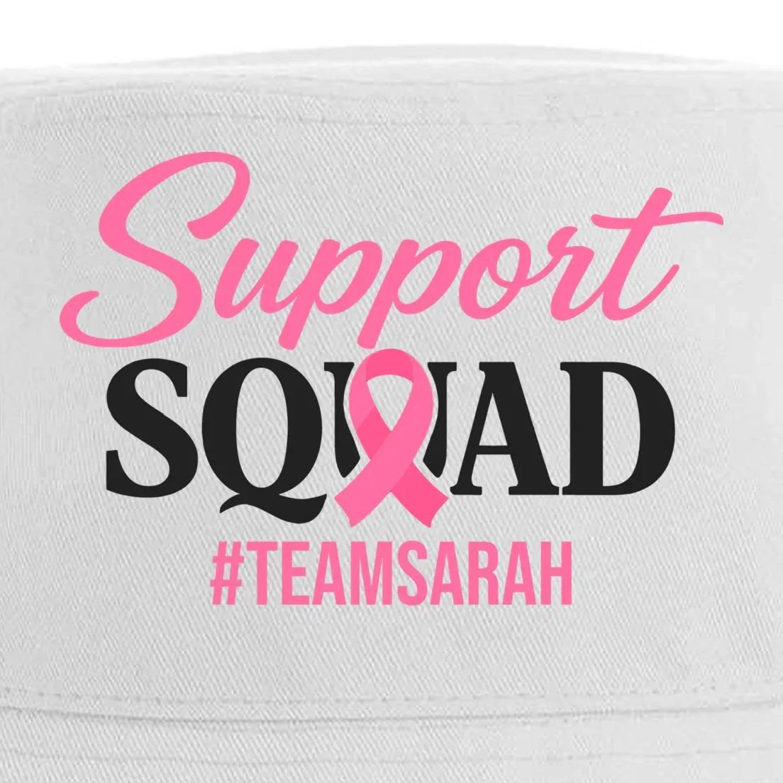 Support Squad Personalized Breast Cancer Awareness Bucket Hat - Back - Close-up