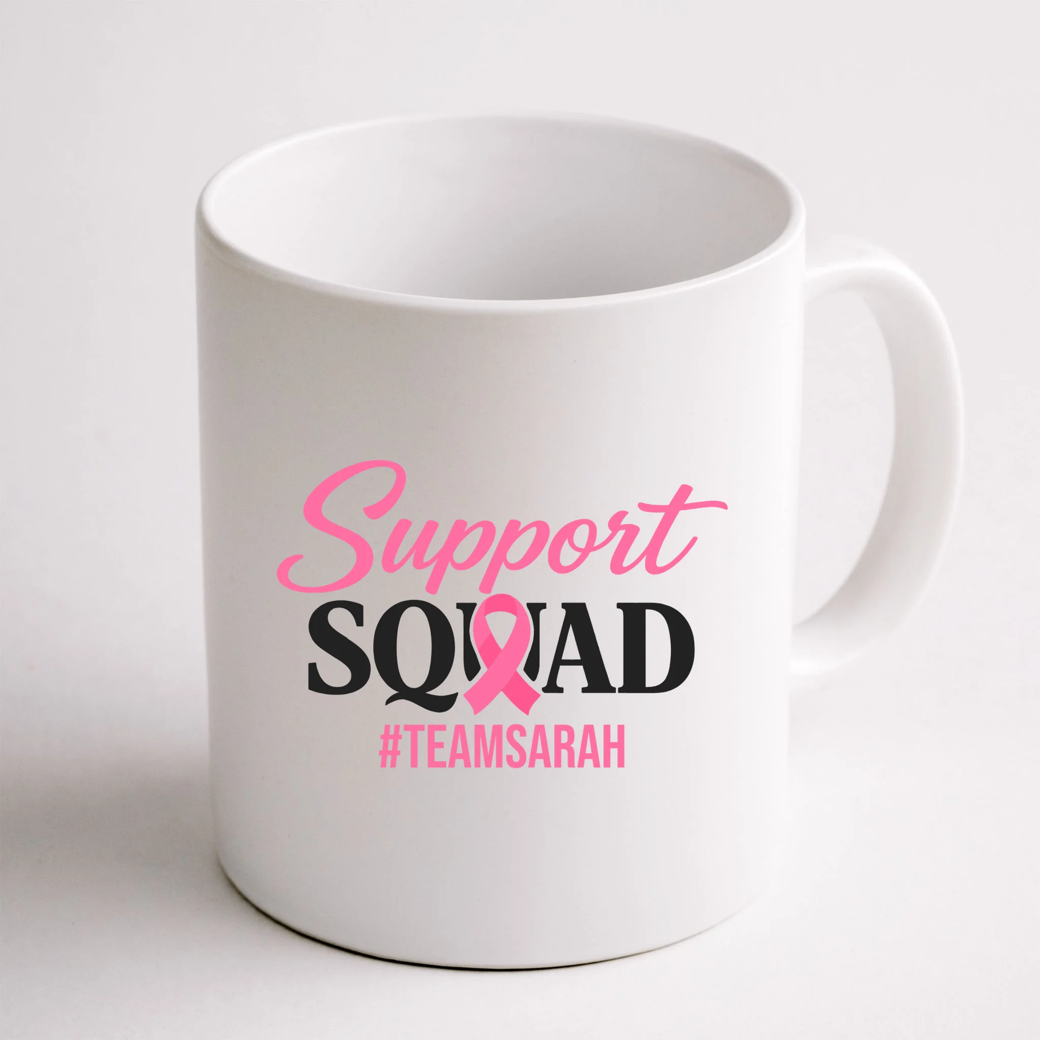 Support Squad Personalized Breast Cancer Awareness Coffee Mug - Back