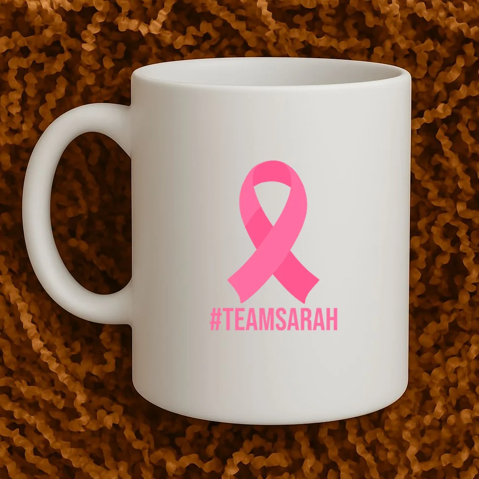 Support Squad Personalized Breast Cancer Awareness Coffee Mug - Front 1