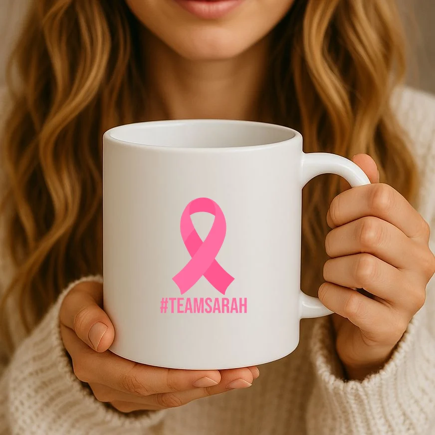 Support Squad Personalized Breast Cancer Awareness Coffee Mug - Front 2