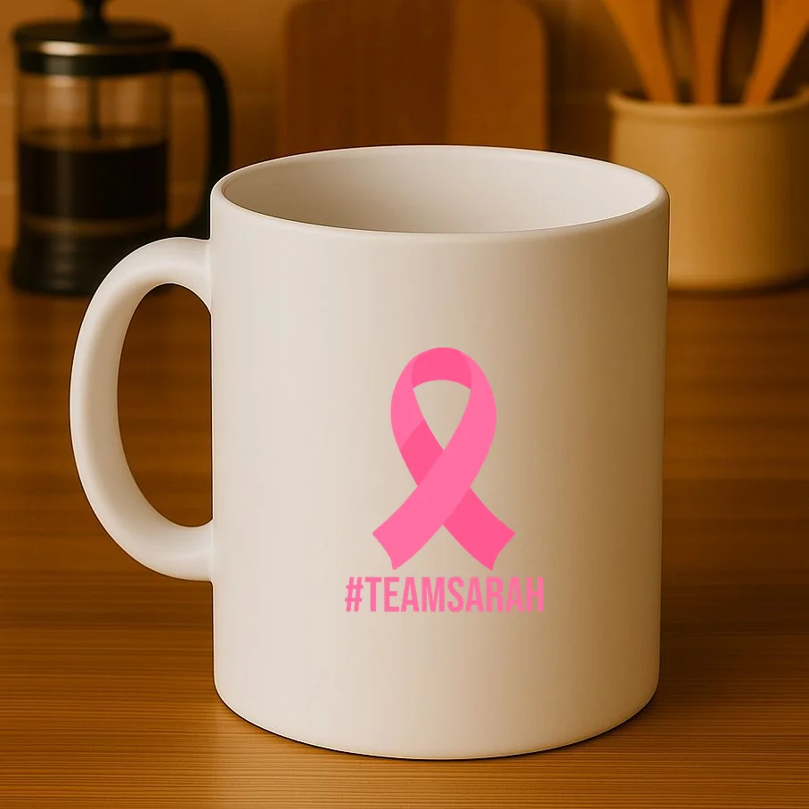 Support Squad Personalized Breast Cancer Awareness Coffee Mug - Front 3