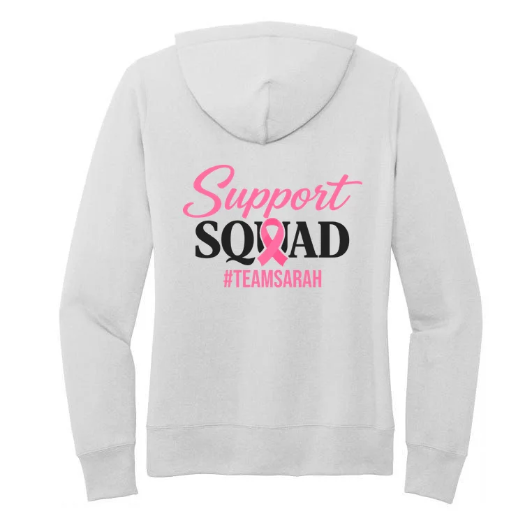 Support Squad Personalized Breast Cancer Awareness Women's Pullover Hoodie - Back - Close-up