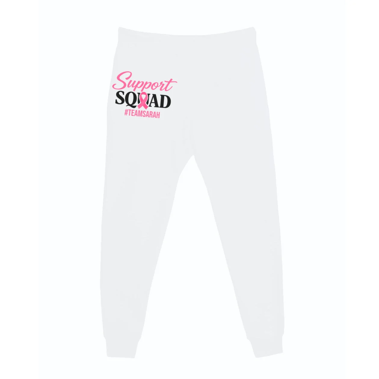 Support Squad Personalized Breast Cancer Awareness Men's Sweatpants - Back - Close-up