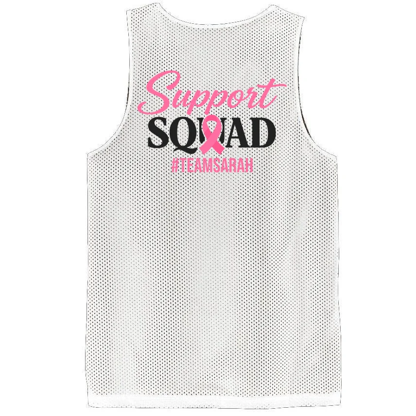 Support Squad Personalized Breast Cancer Awareness Men's Basketball Jersey - Back - Close-up