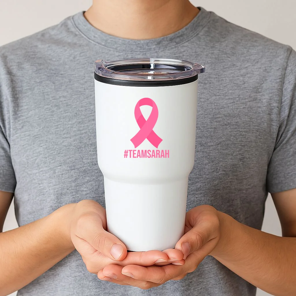 Support Squad Personalized Breast Cancer Awareness 20oz Tumbler - Front 1