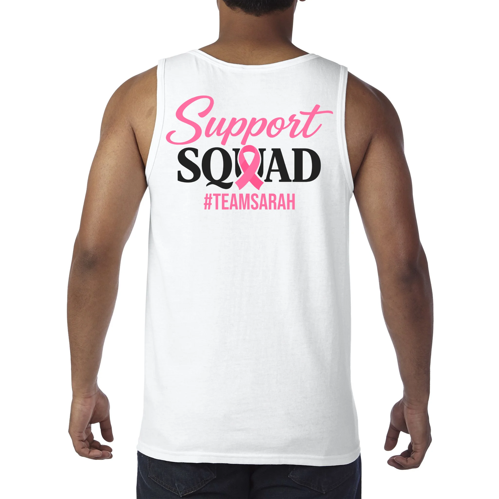 Support Squad Personalized Breast Cancer Awareness Tank Top - Back