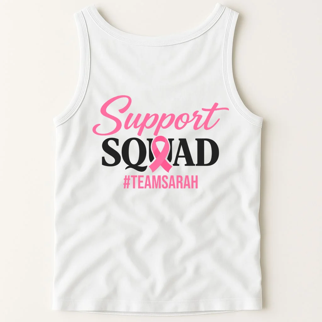 Support Squad Personalized Breast Cancer Awareness Tank Top - Back 1