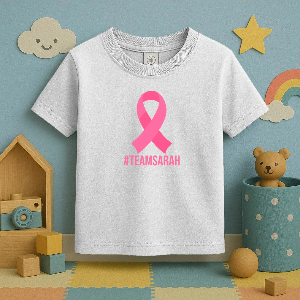 Support Squad Personalized Breast Cancer Awareness Toddler T-Shirt - Front 2