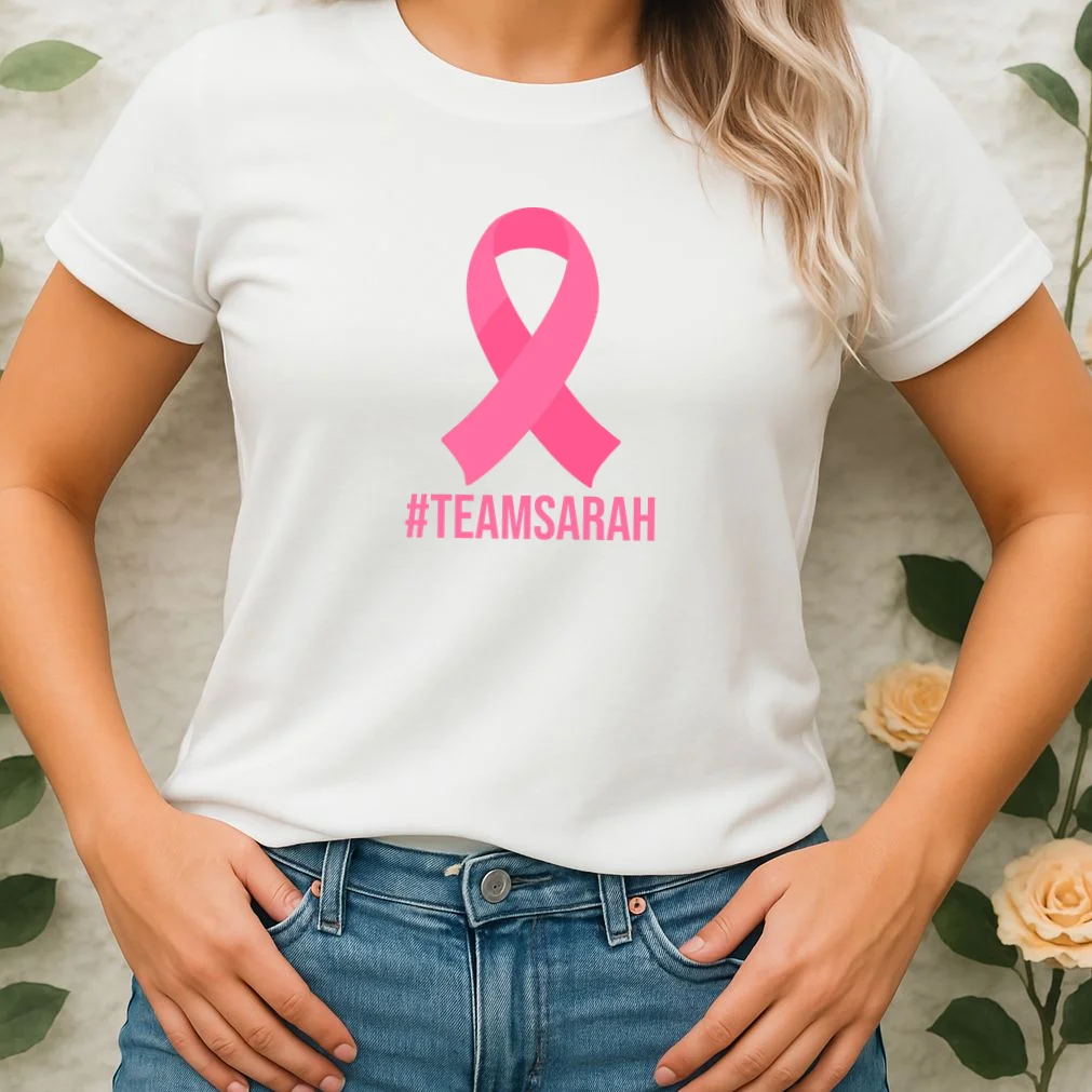 Support Squad Personalized Breast Cancer Awareness Women's T-Shirt - Front 1