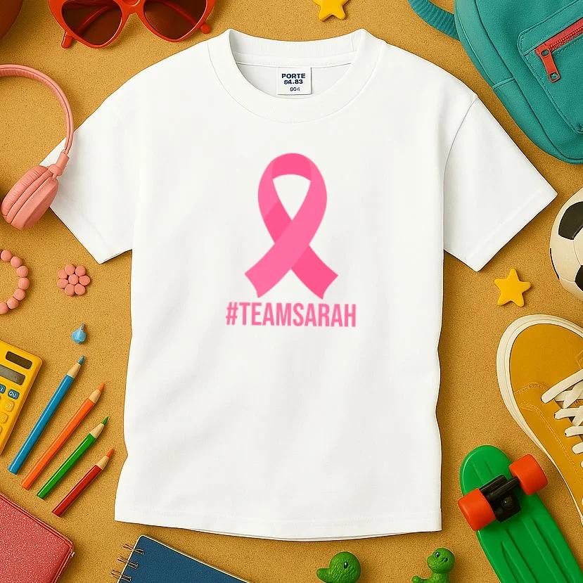 Support Squad Personalized Breast Cancer Awareness Kids T-Shirt - Front 2