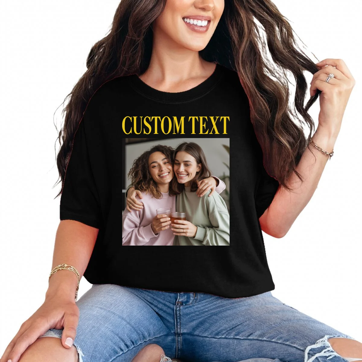 Custom Text And Image Cozy Personalized T-Shirt - Front