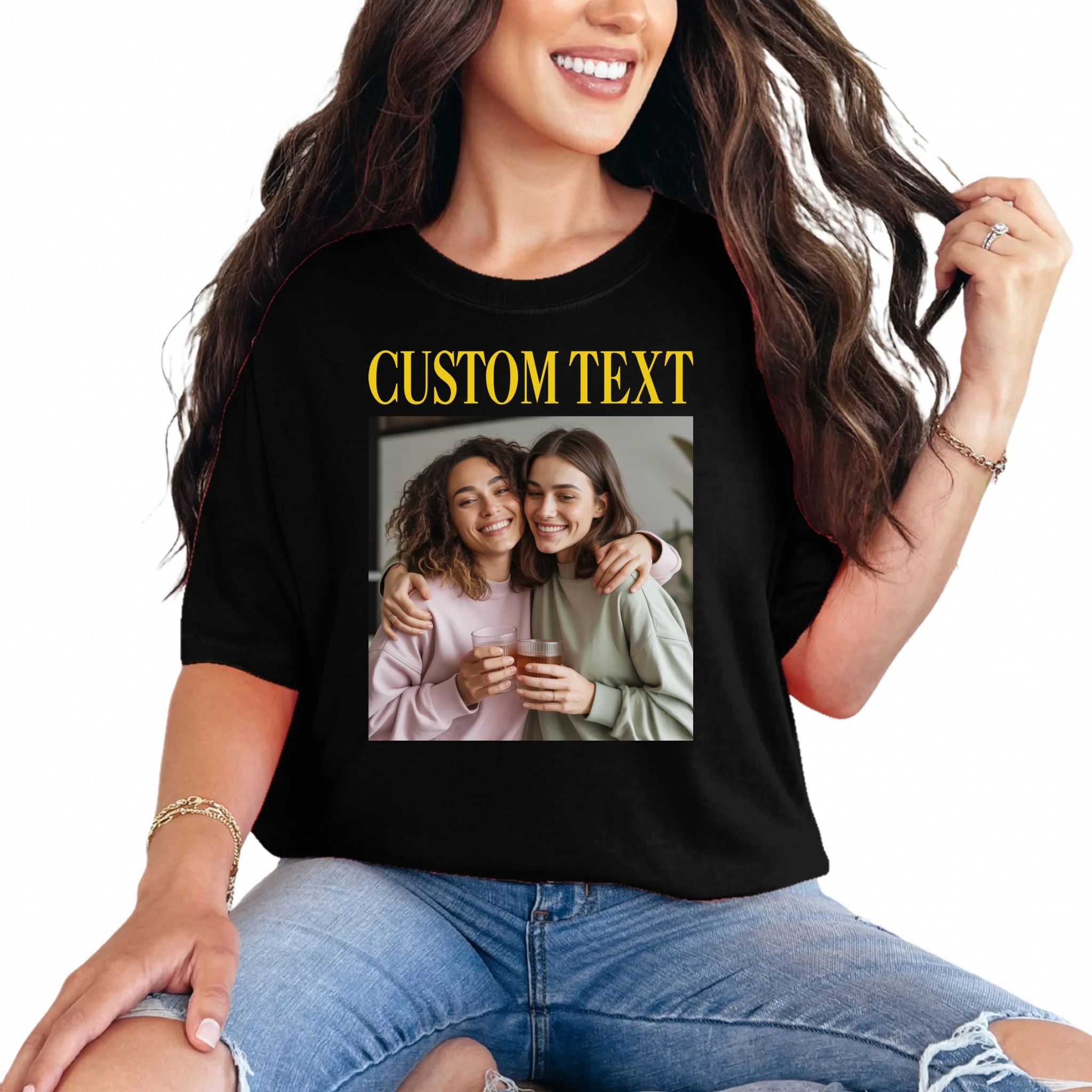 Custom Text And Image Cozy Personalized Comfort Colors Unisex T-Shirt - Front
